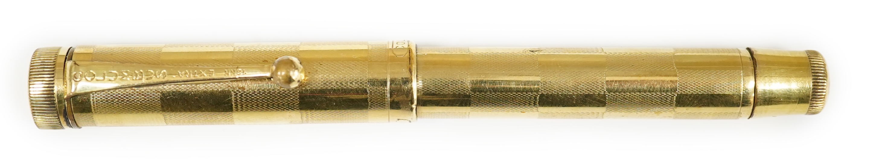 A Columbus extra 18kr button fill fountain pen with 14ct. gold Columbus nib